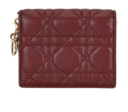 Christian Dior Mini Lady Dior Gardenia Wallet,Leather,Burgundy,0251,DB,2*